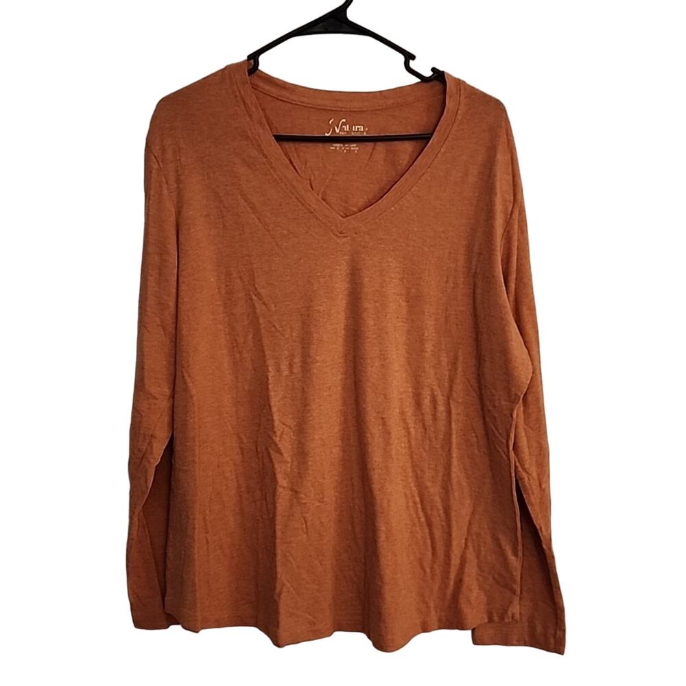 Natural Reflections Orange V-Neck Tee, XL